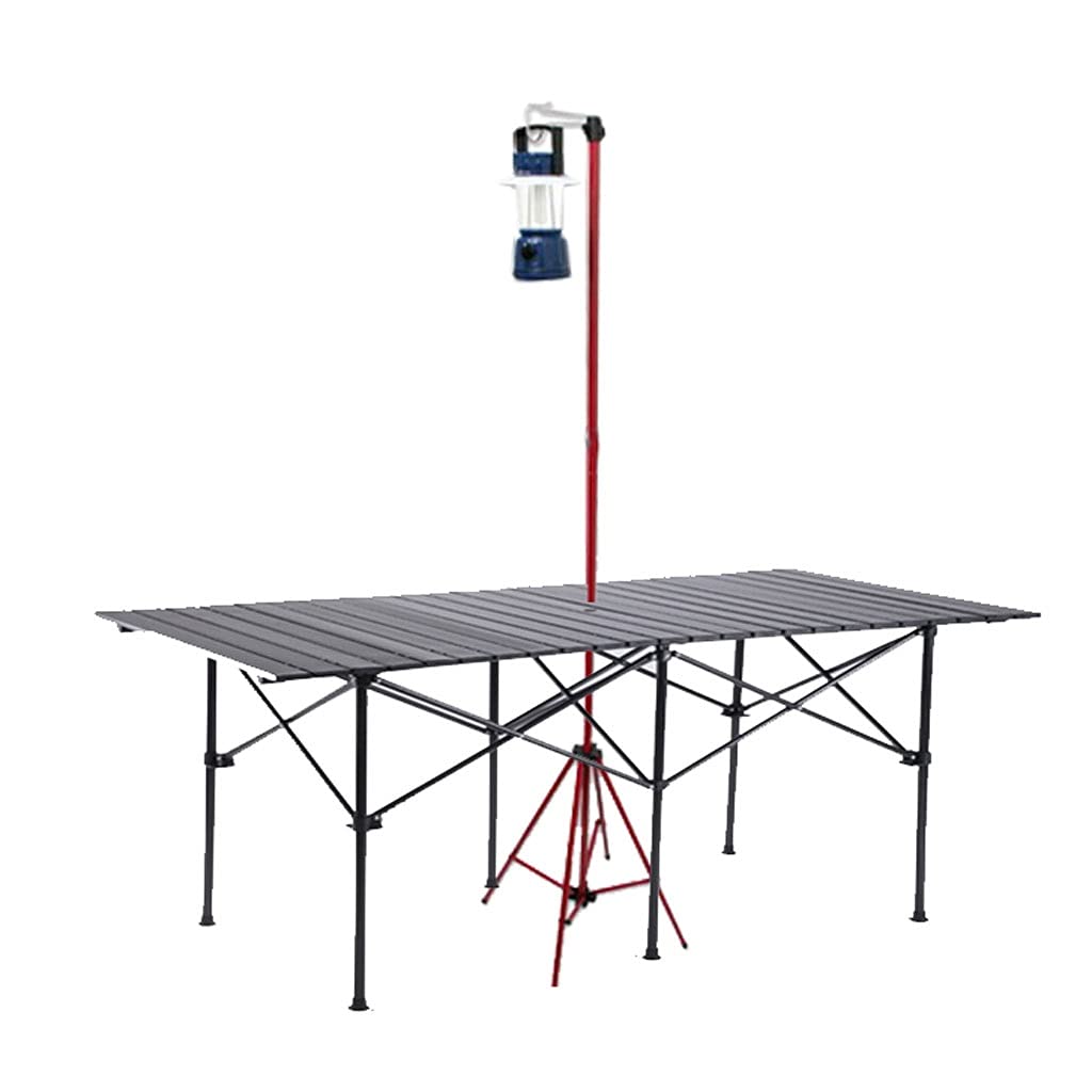 ZSP Folding Table - Aluminum Alloy Portable Camping Table with Light Stand for Outdoor Cooking, Picnic, BBQ & Tailgating - Compact & Durable Black Camping Gear for Backyard, Beach & RV Adventures