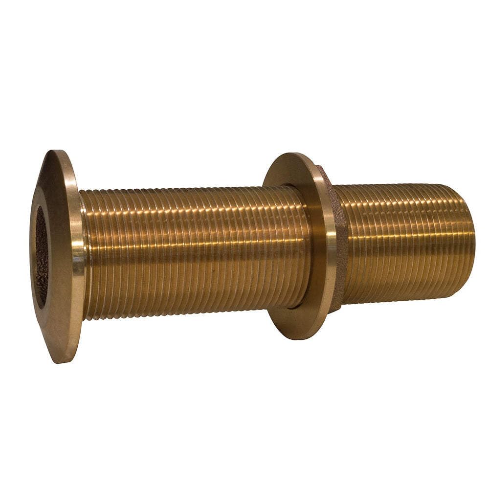 GROCO 2 Inch Bronze Extra Long Thru-Hull Fitting with Nut - Marine Boat Plumbing & Drainage System Installation