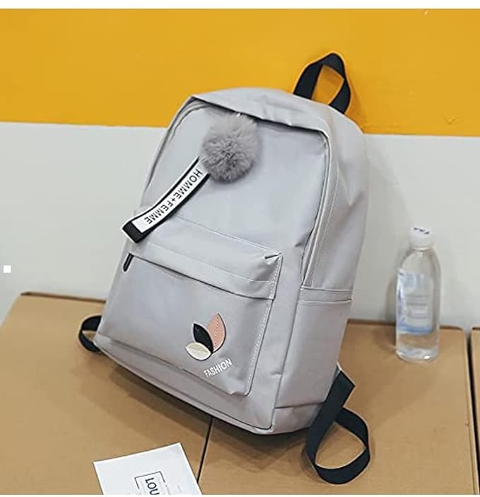 Stylish Women's Backpack - Fashionable College Bag for Girls & Teens, Durable School Backpack with Laptop Compartment (Grey) - Perfect for School, Travel & Daily Commute