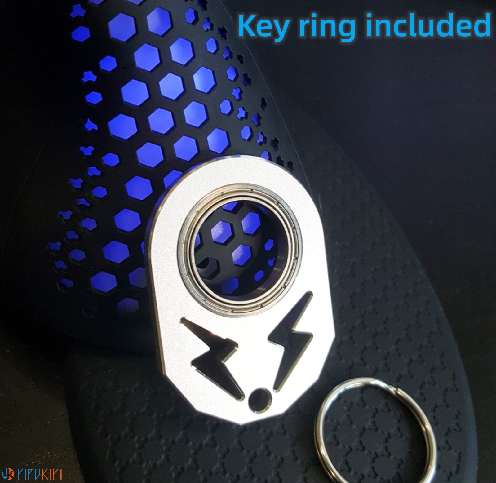 YIPUKIYI Metal Fidget Spinner Keychain - Stress Relief Toy for Adults & Kids - Black - Perfect for Anxiety Relief, Office, Travel & School