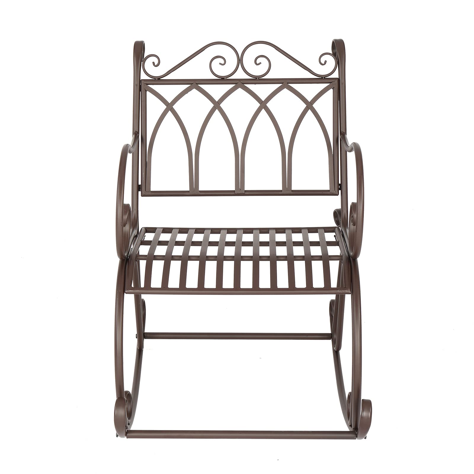 Lazyspace Outdoor Rocking Chair - Heavy Duty Cast Iron & Steel Patio Rocker - Classic Petal Design Porch Swing - Weather-Resistant Garden Furniture for Backyard, Deck, Poolside - Perfect for Relaxing, Reading & Sunbathing