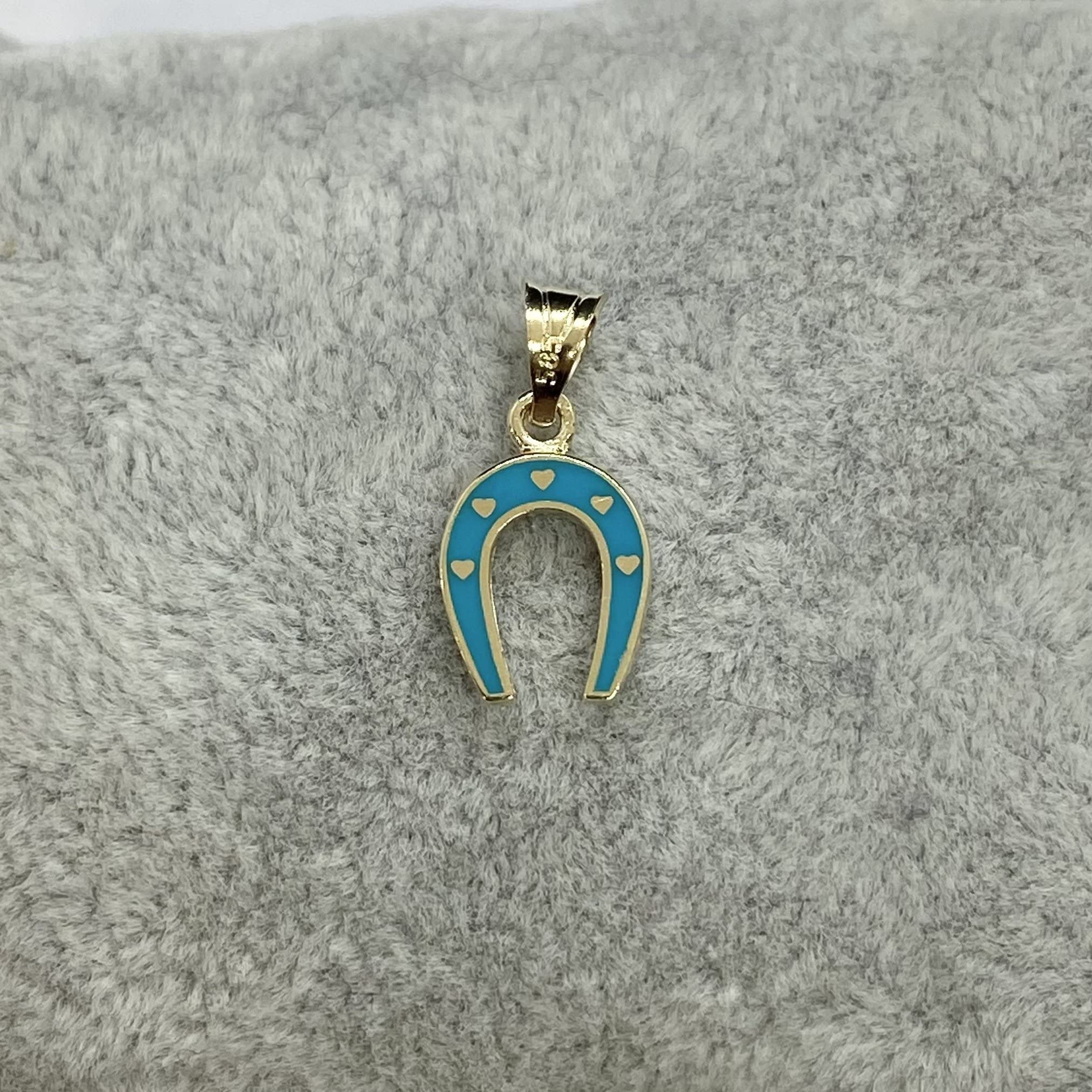 14K Solid Gold Horseshoe Necklace for Women - Lucky Charm Jewelry with Turquoise Hearts, Perfect Birthday & Christmas Gift for Her