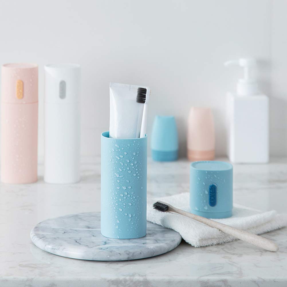Cabilock Couple Toothbrush Holder - Portable Travel Toothbrush Cup with Cover for Bathroom & On-the-Go - Perfect for Couples Travel, Camping, and Home Organization