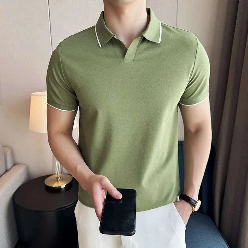 British Slim Fit Summer Polo Shirt for Men - Breathable Cotton Casual Short Sleeve Tee - Perfect for Golf, Office & Outdoor Activities