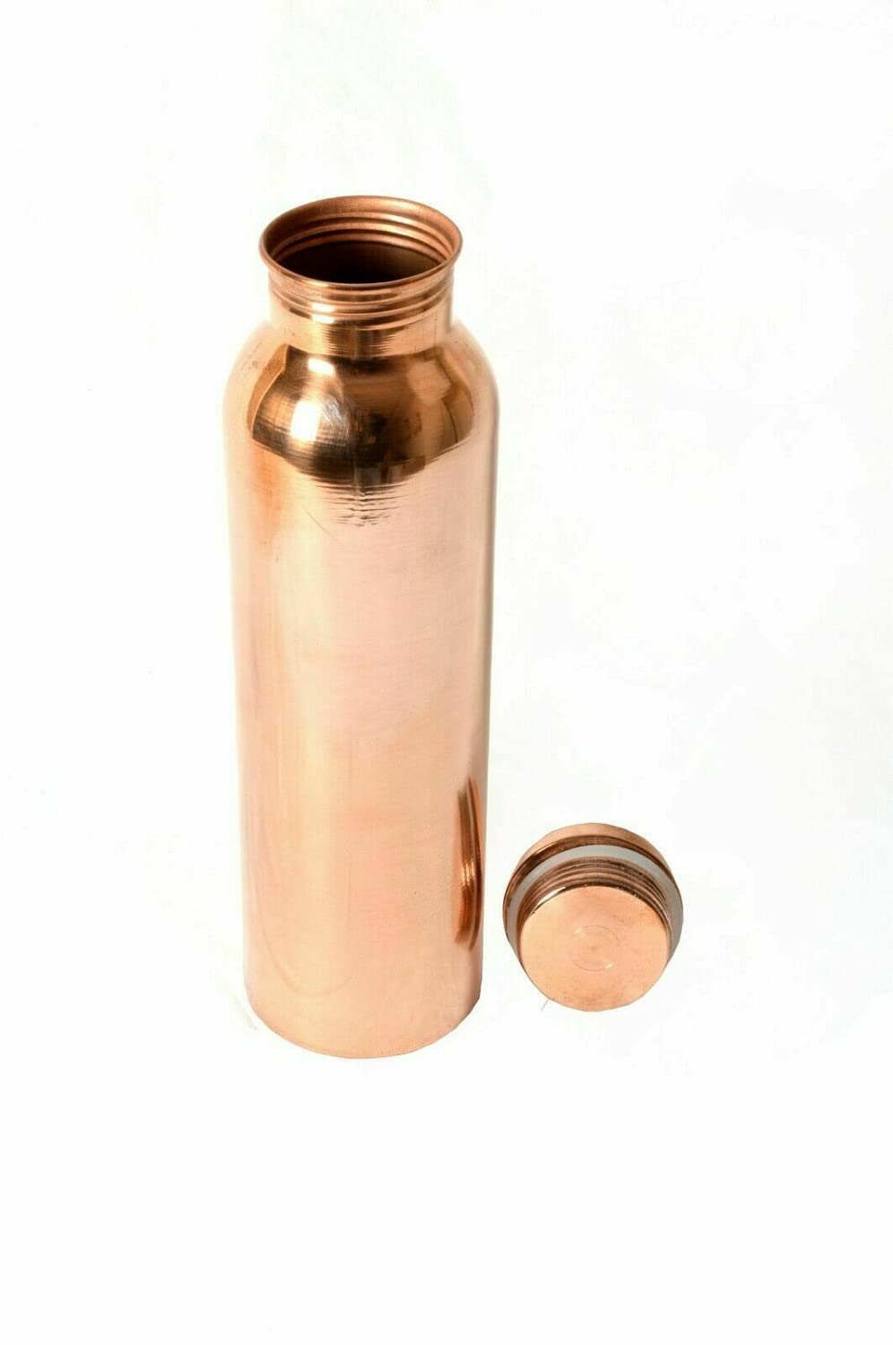 700ml Copper Water Bottle & 2 Glass Health Bottles Set of 8 - Detox, Alkaline Water, Ayurvedic Benefits for Home, Office & Yoga Practice