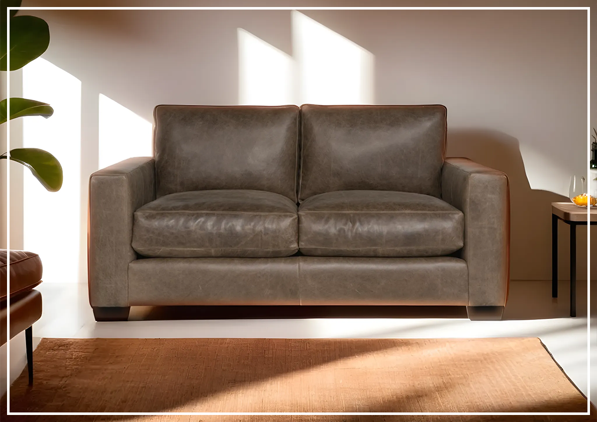 Bernhardt Dawkins Genuine Leather Loveseat with Walnut Finish - Perfect for Living Rooms, Offices & Cozy Spaces