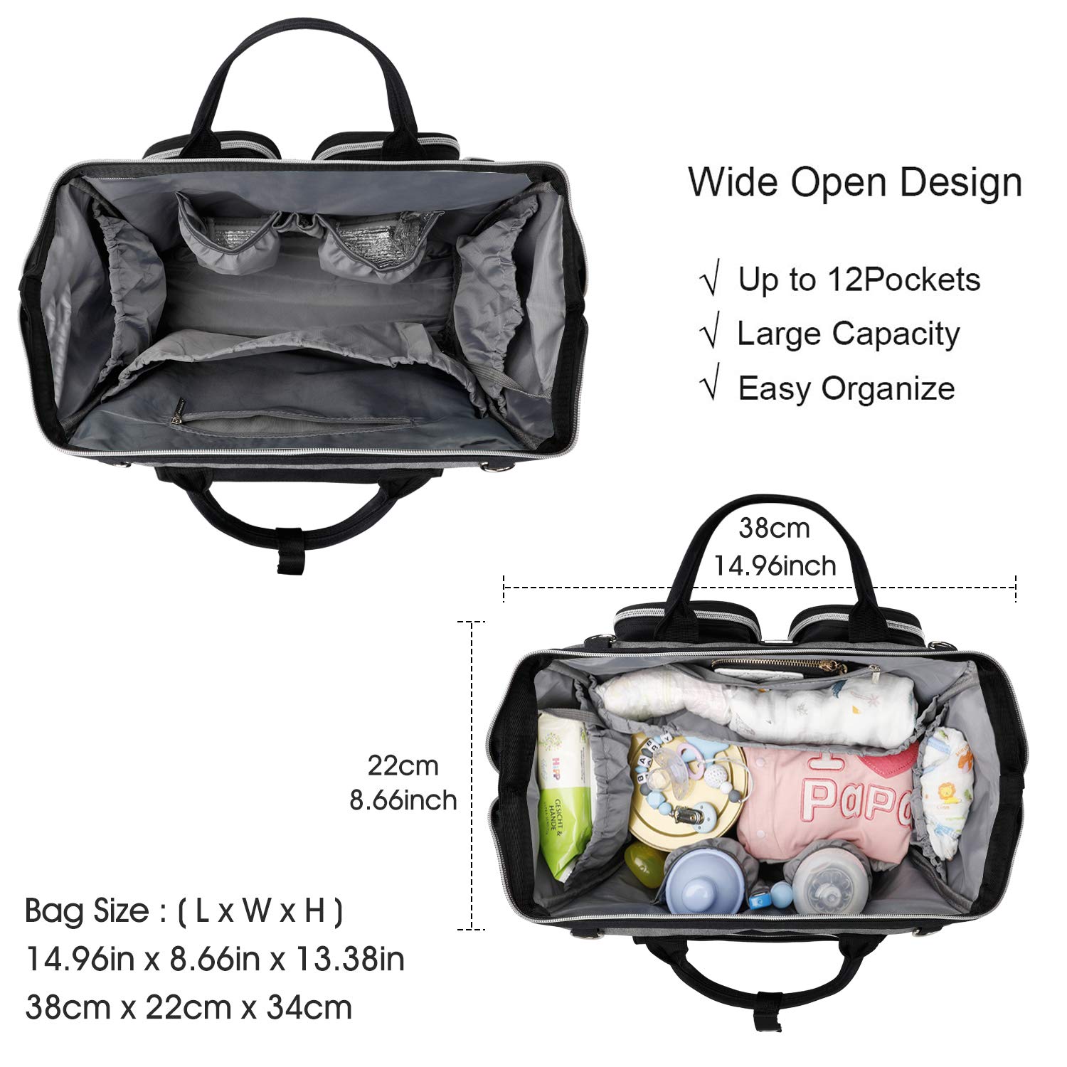 Best Diaper Bag Tote with Stroller Straps & Changing Pad - Large Waterproof Baby Bag for Moms - Perfect for Travel, Shopping & Daycare Essentials