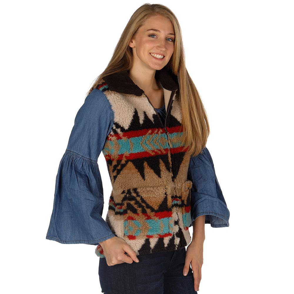 Women's Jacquard Berber Fleece Vest - Lightweight Warm Winter Puffer Vest for Outdoor Activities, Hiking, and Casual Wear (Style 58-2648)