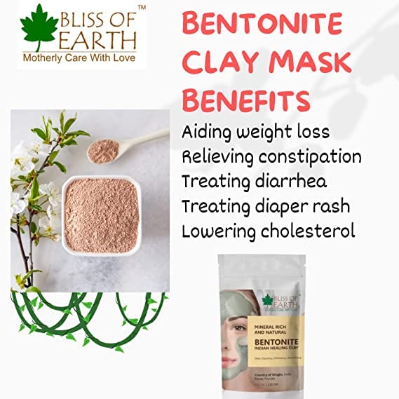 Bliss of Earth 100% Pure White Kaolin & Bentonite Clay Powder Combo | 2X100GM | Premium Grade Natural Facial Mask for Detox & Glowing Skin | DIY Skincare, Acne Treatment & Spa Day Essential