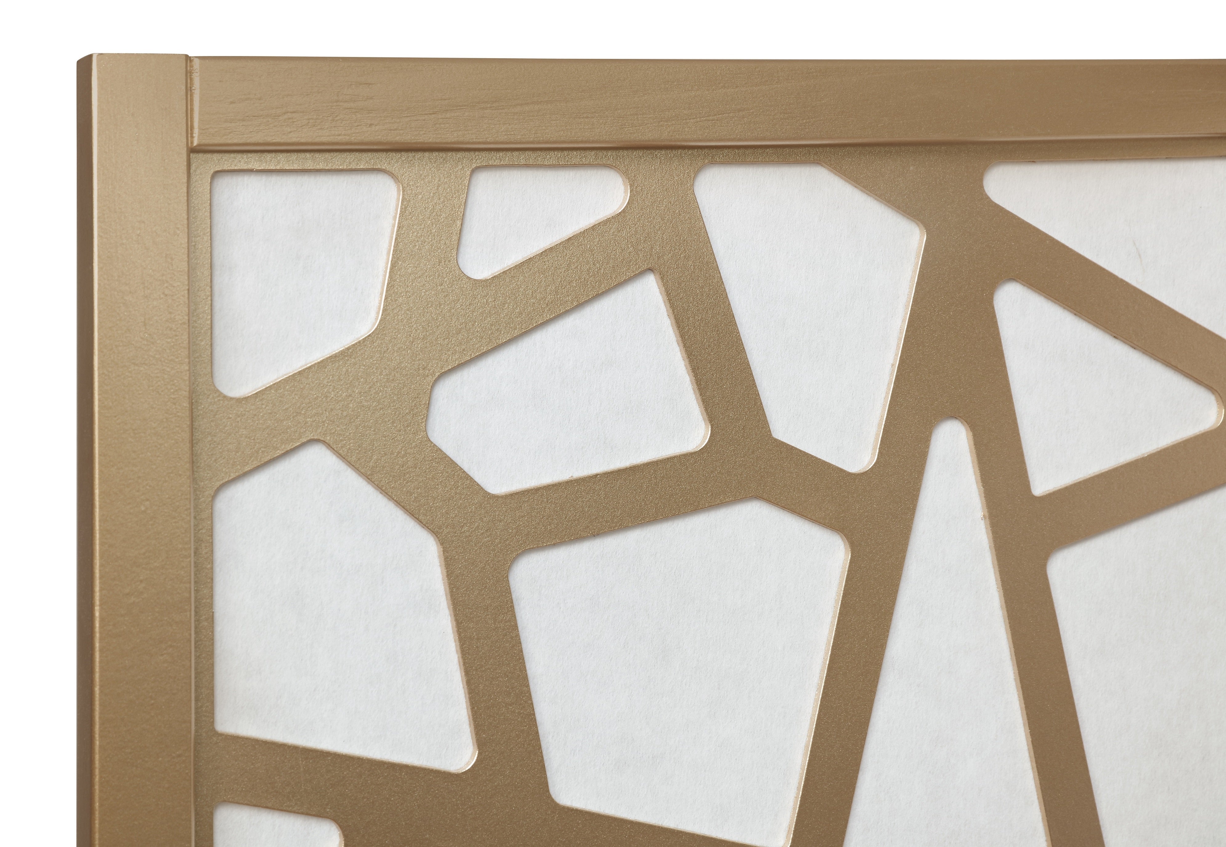 Roundhill Furniture Giyano 4-Panel Folding Room Divider - Gold Decorative Privacy Screen for Home, Office, or Event Spaces