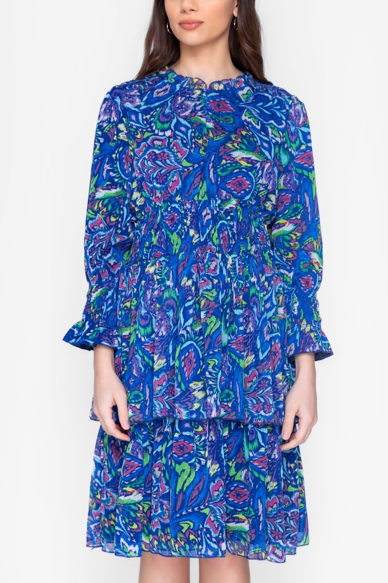LUNA DRESS for Women - Blue & Green Floral Summer Maxi Dress Size 39 - Perfect for Beach Vacation, Wedding Guest & Casual Outings