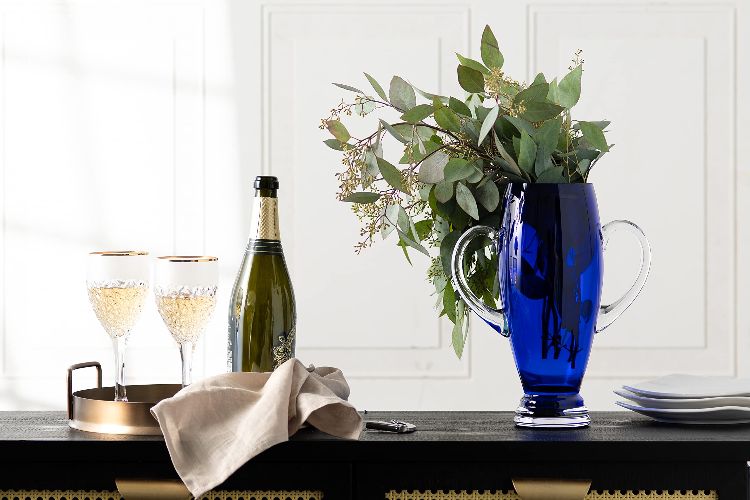 Premium 6-Piece Crystal Wine Glass Set with Frosted Border & Gold Rim - Elegant Stemmed Goblets for Red Wine, White Wine & Water - 11 oz European-Made Glassware for Dinner Parties, Weddings & Special Occasions