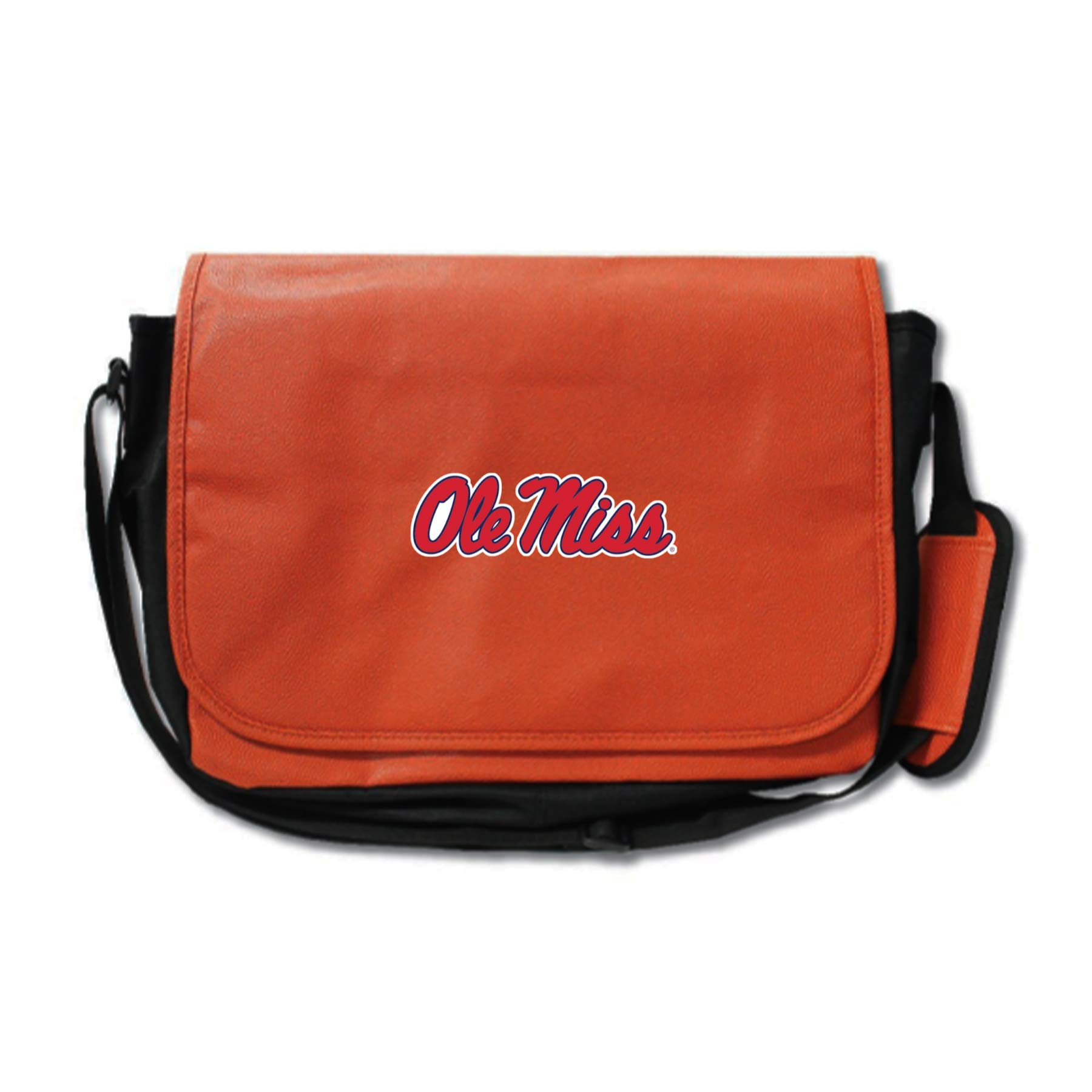 Ole Miss Rebels Basketball Leather Laptop Case - Authentic Basketball Material Messenger Shoulder Bag in Orange - Perfect for College Students & Fans