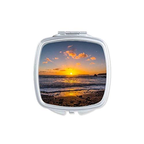 DIYthinker Ocean Water Sea Beach Science Nature Picture Mirror - Portable Compact Pocket Makeup Mirror with Double Sided Glass - Perfect for Travel, Home Vanity & Gift Giving