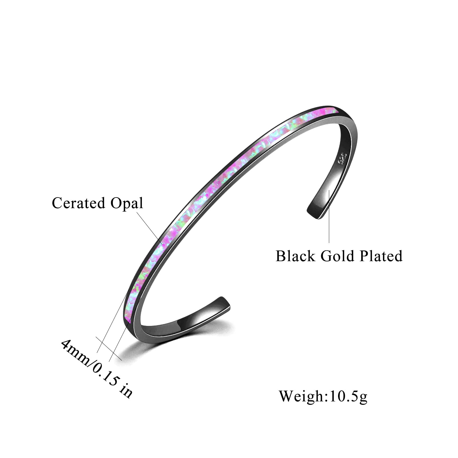 CiNily Women's Gold Plated Opal Cuff Bracelet - Hypoallergenic Gemstone Open Bangle for Ladies | Perfect for Weddings, Parties & Everyday Elegance