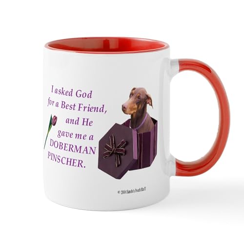 White/Red Inside - Doberman Pinscher (Rust & Red, Natural Ears) Mug