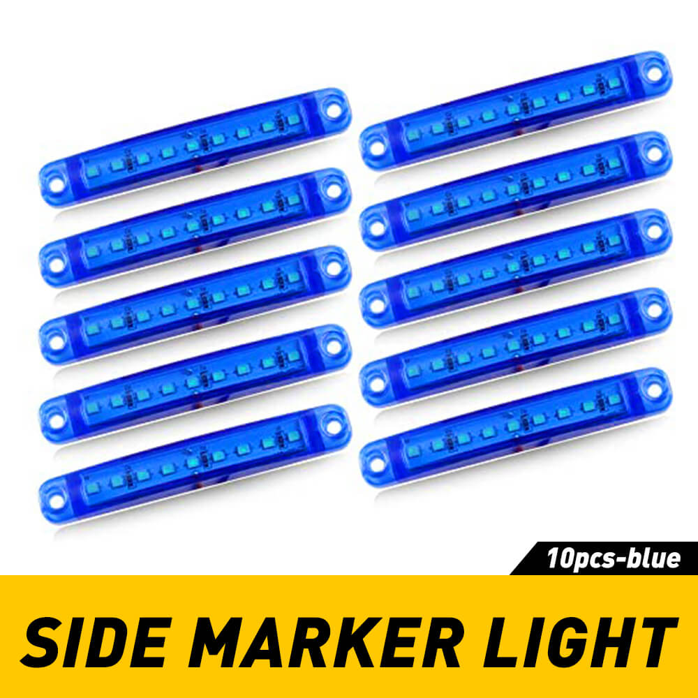 10Pcs 3.94 Inch Slim LED Side Marker Lights 12V/24V 9 SMD LED - Waterproof Amber Clearance Lights for Truck, Trailer, RV, Bus - Perfect for Night Driving & Vehicle Safety