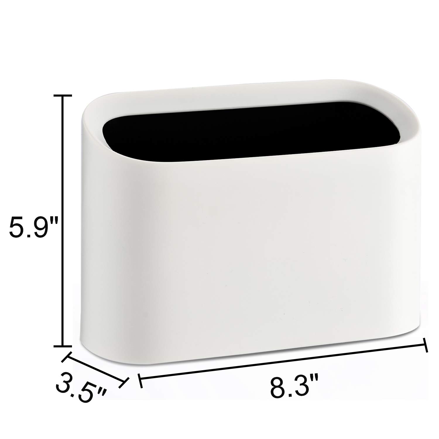SUBEKYU 0.4 Gallon Mini Countertop Trash Can - Small Plastic Waste Bin for Office, Kitchen, Bathroom & Bedroom - Compact Desktop Garbage Can in White - Perfect for Desks, Nightstands & Small Spaces