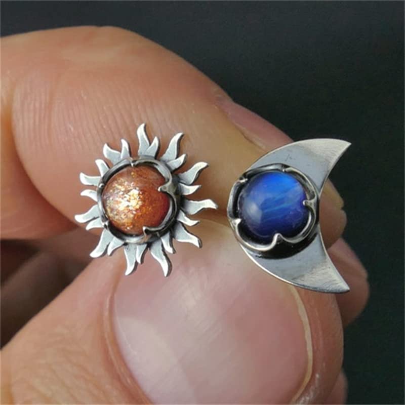 Witchy Earrings for Women - Free People Face Sun Moon Pendant Asymmetric Earrings | Creative Boho Jewelry for Holiday Party & Festival | Mimir Eco Handmade Earrings (Set of 5) | Perfect for Halloween, Music Festivals & Witchy Aesthetic Outfits