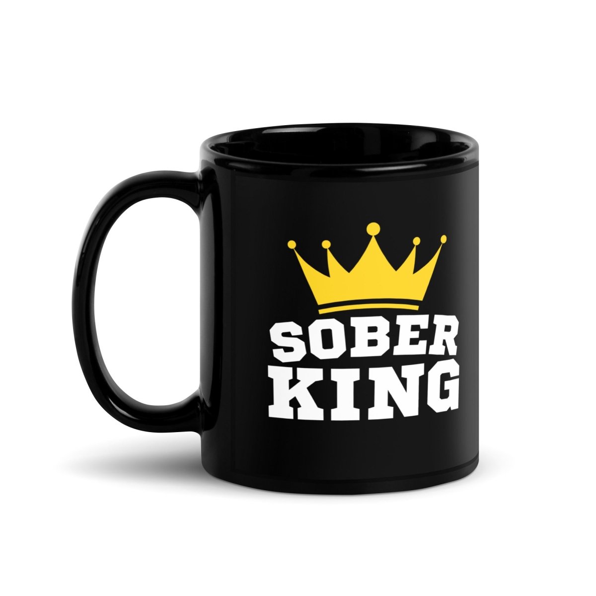 Sober King Black Glossy Coffee Mug - 15oz Ceramic Cup for Hot & Cold Drinks - Perfect for Office, Home, or Gifts - Dishwasher & Microwave Safe