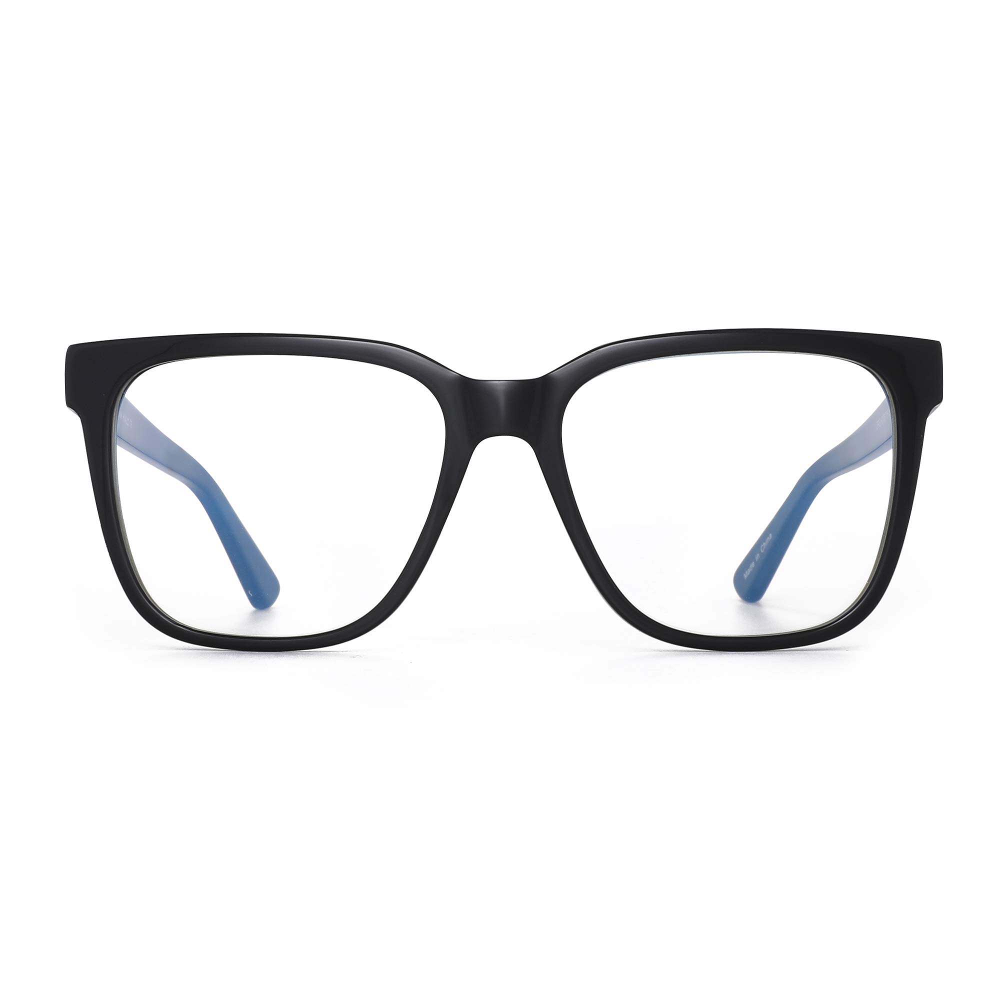 Blue Light Blocking Glasses for Women & Men - Oversized Square Computer Glasses with Acetate Frame - Reduce Eye Strain for Gaming, Office Work & Screen Time