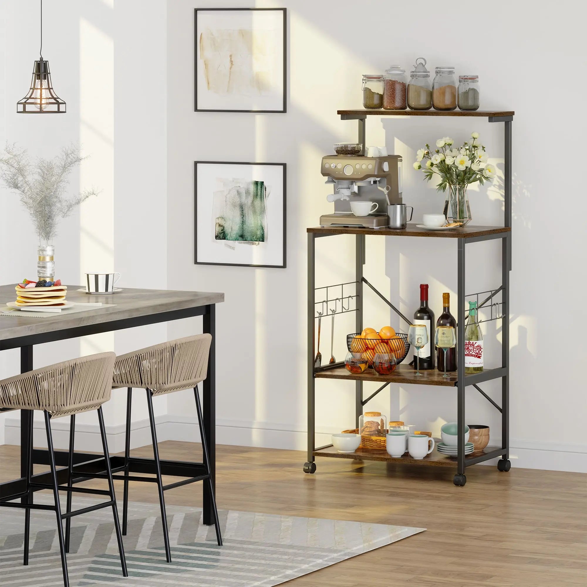 Bestier 4-Tier Rolling Baker's Rack with Wheels - Heavy Duty Metal Kitchen Storage Shelf for Baking, Cooking & Organizing Spices, Utensils, Cookbooks | Perfect for Small Kitchens, Pantries & Restaurants