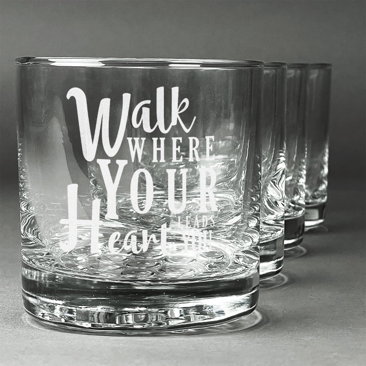 Personalized Heart Quotes & Sayings Whiskey Glasses Set of 4 - Romantic Gift for Couples, Anniversary, Wedding, Valentine's Day - Perfect for Cocktails, Bourbon & Whiskey Tasting at Home