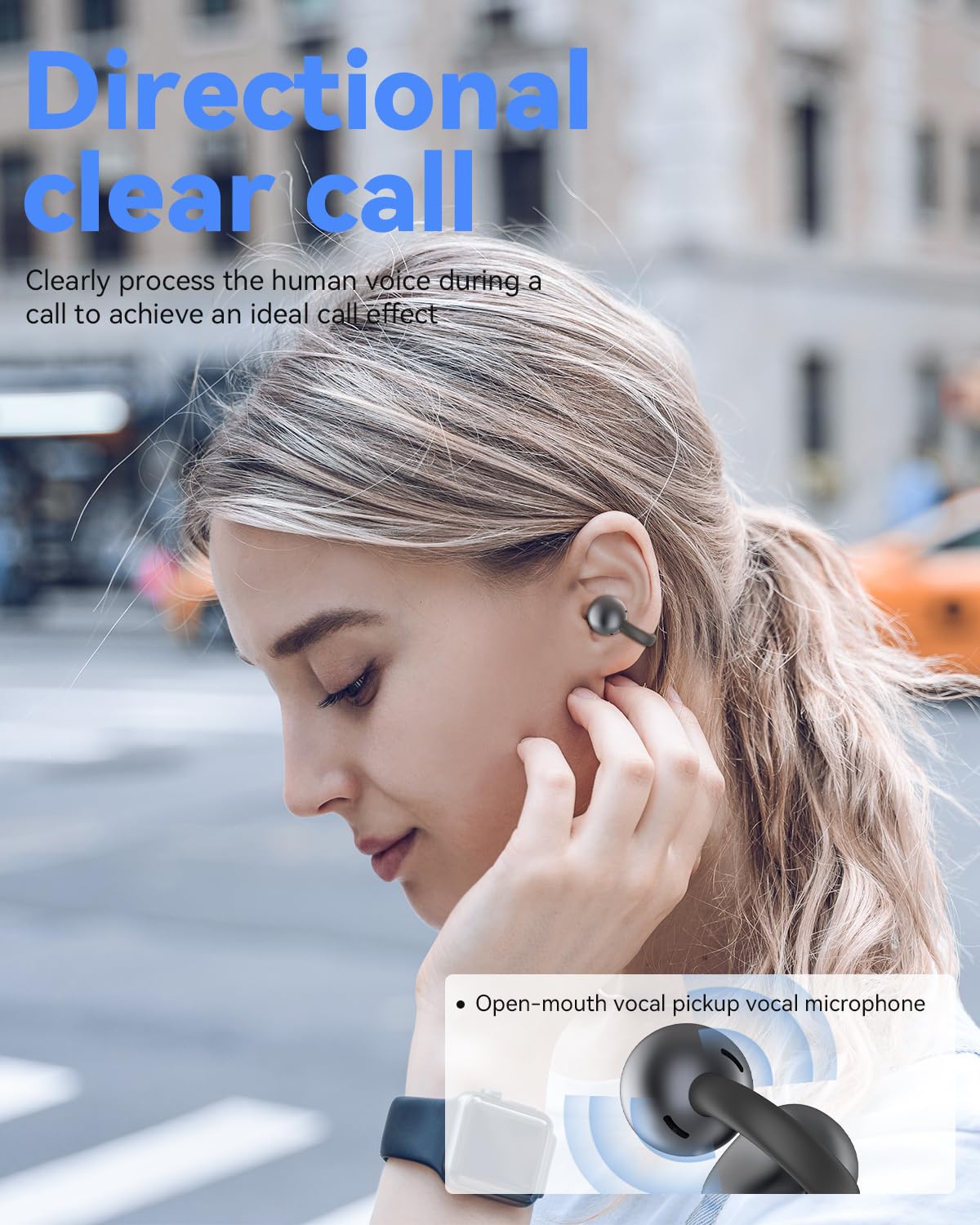 ANSTEN Open Ear Clip Wireless Earbuds Bluetooth 5.4 - 30H Playtime, Lightweight Comfort, IPX5 Waterproof - Bone Conduction Headphones for Running, Cycling, Gym Workouts & Outdoor Sports