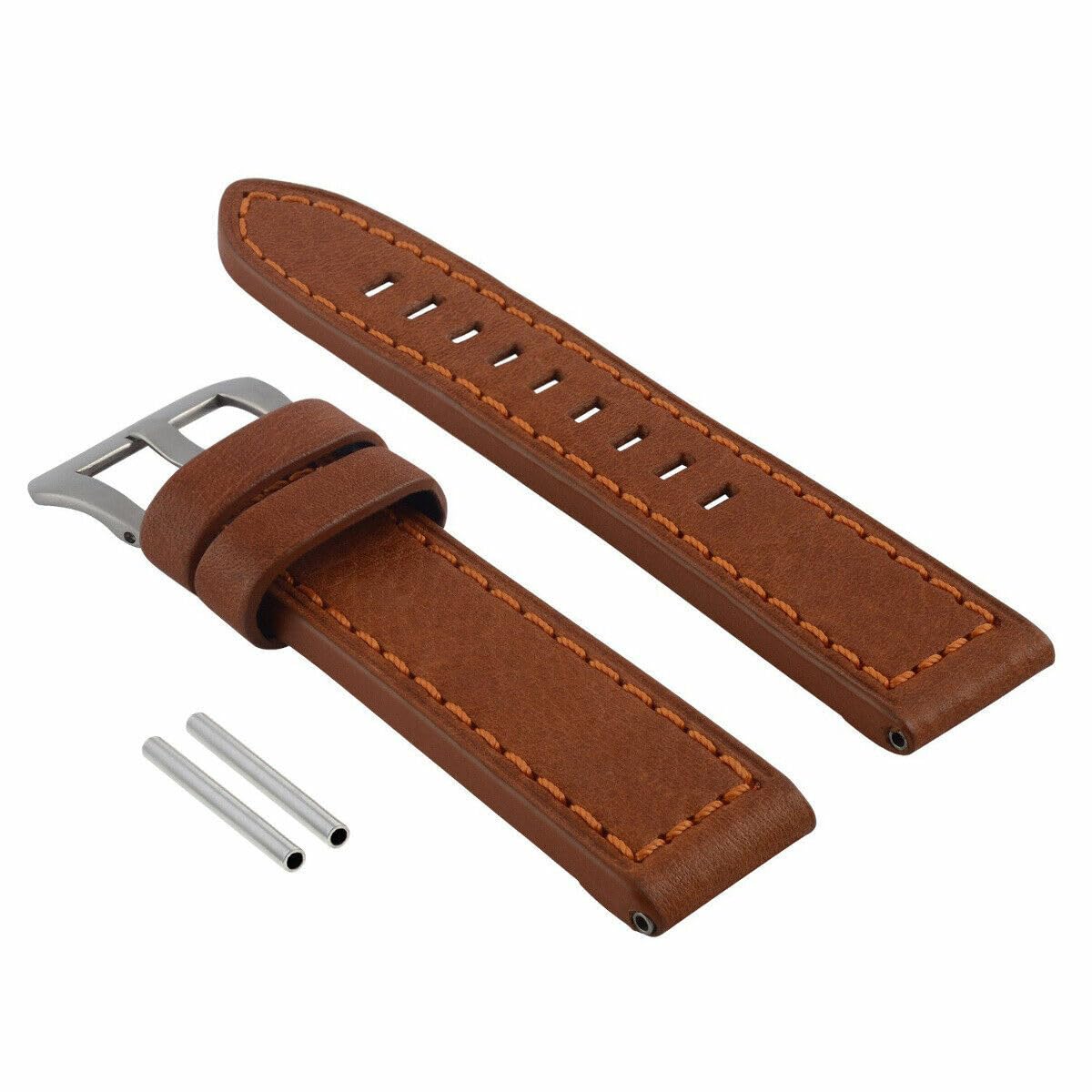 24mm Genuine Cow Leather Watch Band Strap Replacement for Lum-Tec Watches - Tan Brown Classic Style | Perfect for Business, Casual Wear & Gift Giving