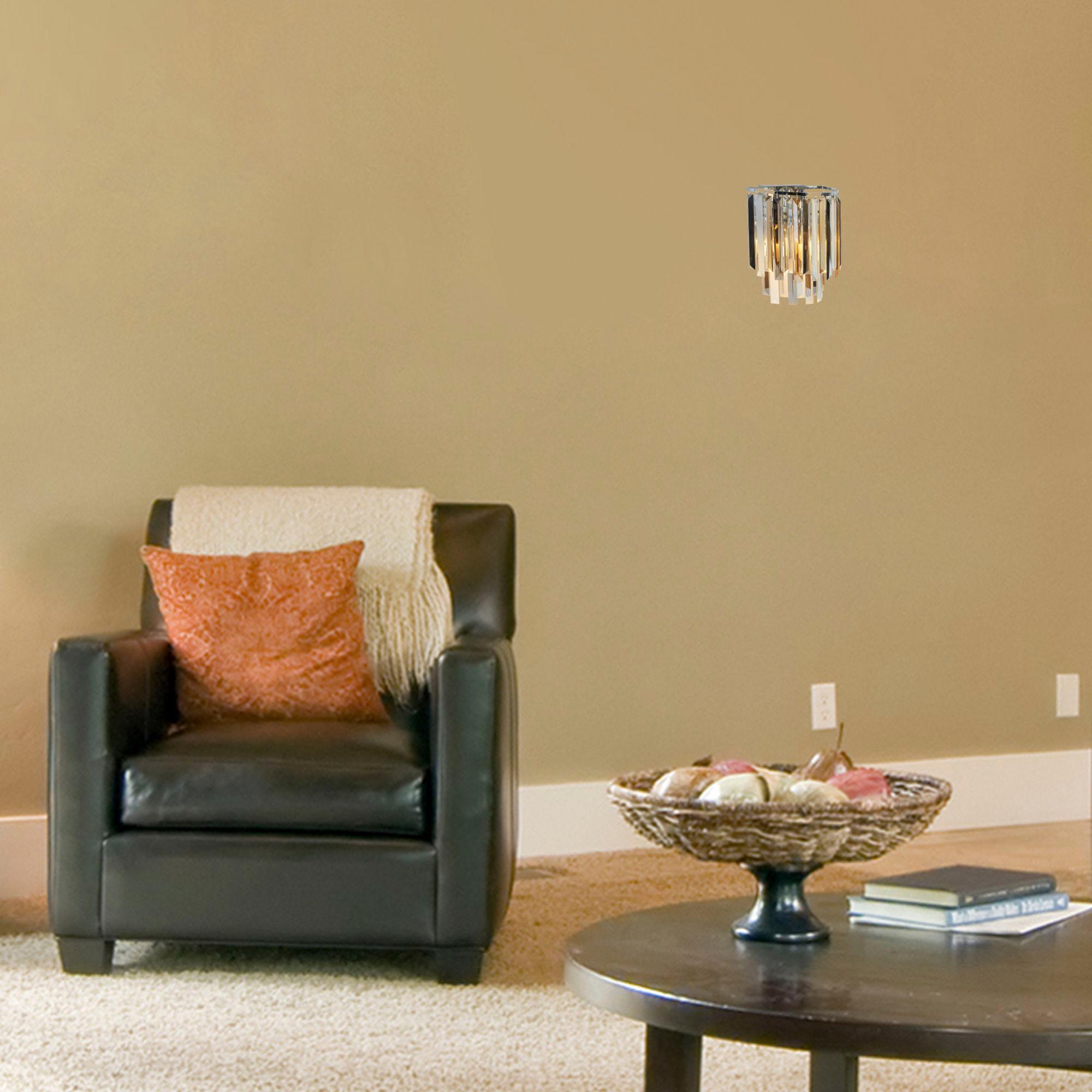 Clarissa 2-Light Chrome Wall Sconce with Crystal Prism Drops - Elegant Bathroom Vanity Lighting or Bedroom Wall Decor
