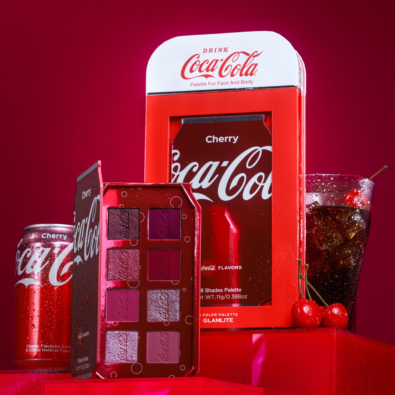 Glamlite x Coca Cola PR Box Full Collection - Limited Edition Makeup Set with Eyeshadow Palette & Lip Gloss - Perfect for Cosplay, Halloween, and Themed Parties