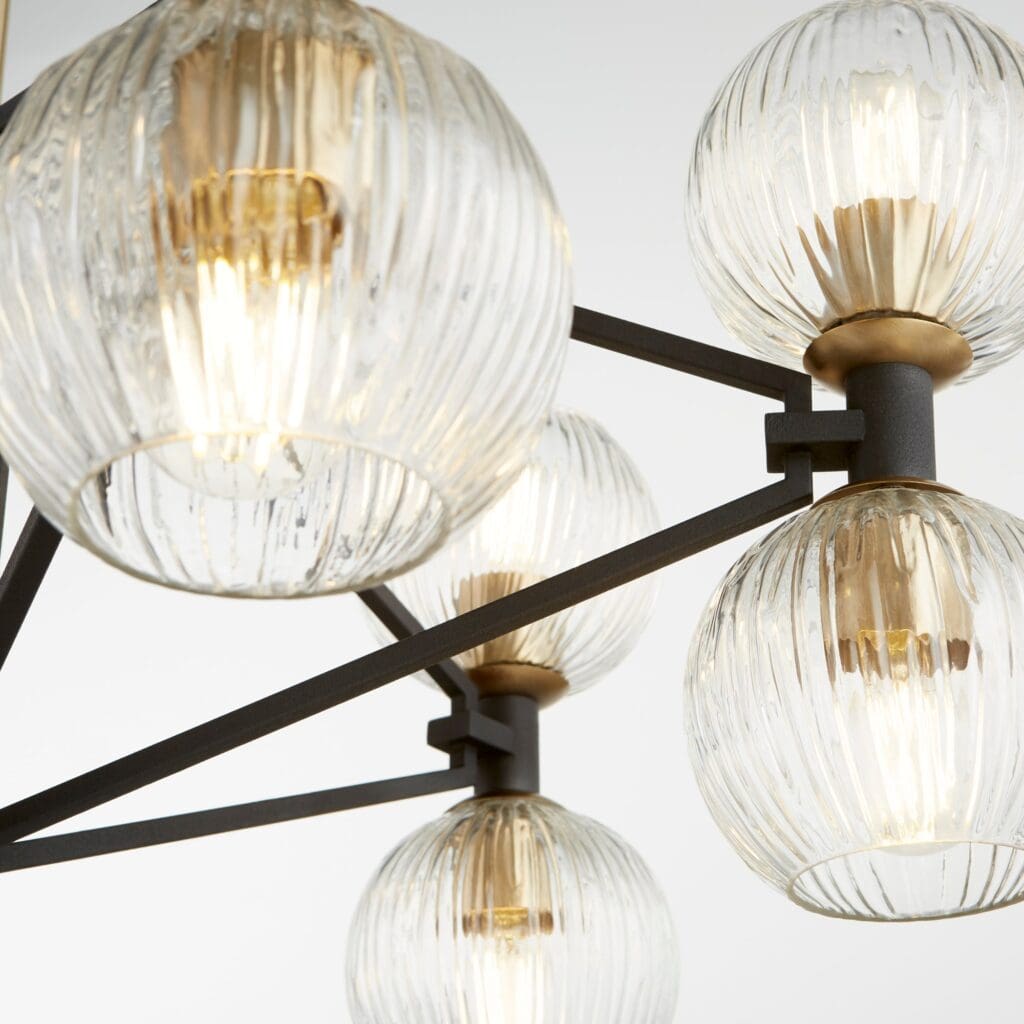Cyan Design 10966 Helios Chandelier - Black & Aged Brass Large Modern Ceiling Light Fixture for Dining Room, Living Room, or Entryway