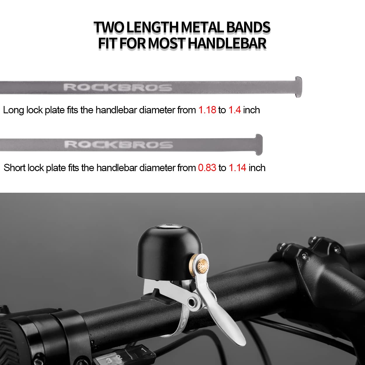 ROCKBROS Classic Bicycle Bell - Loud Bike Horn for Road & Mountain Bikes | Durable Handlebar Bell for Adults | Perfect for Commuting, Cycling Safety & Outdoor Adventures