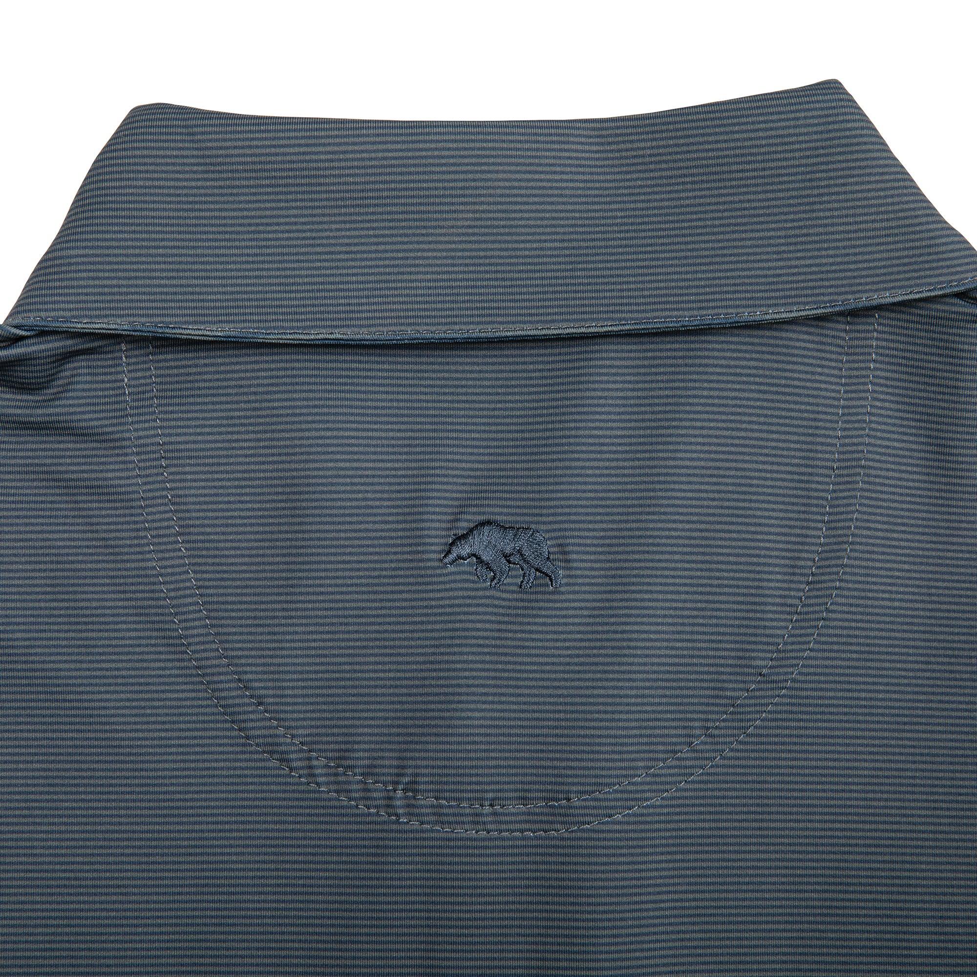 Blade Stripe Performance Polo Shirt for Men - Gunmetal & Collegiate Blue - Moisture Wicking, Breathable Fabric - Ideal for Golf, Tennis & Casual Wear