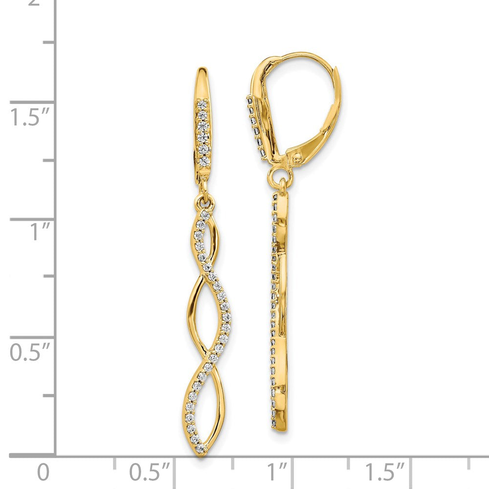 14K Gold Diamond Leverback Earrings for Women - Elegant Fancy Dangle Drop Earrings (Model EM4181 033 YA) - Perfect for Weddings, Parties & Special Occasions