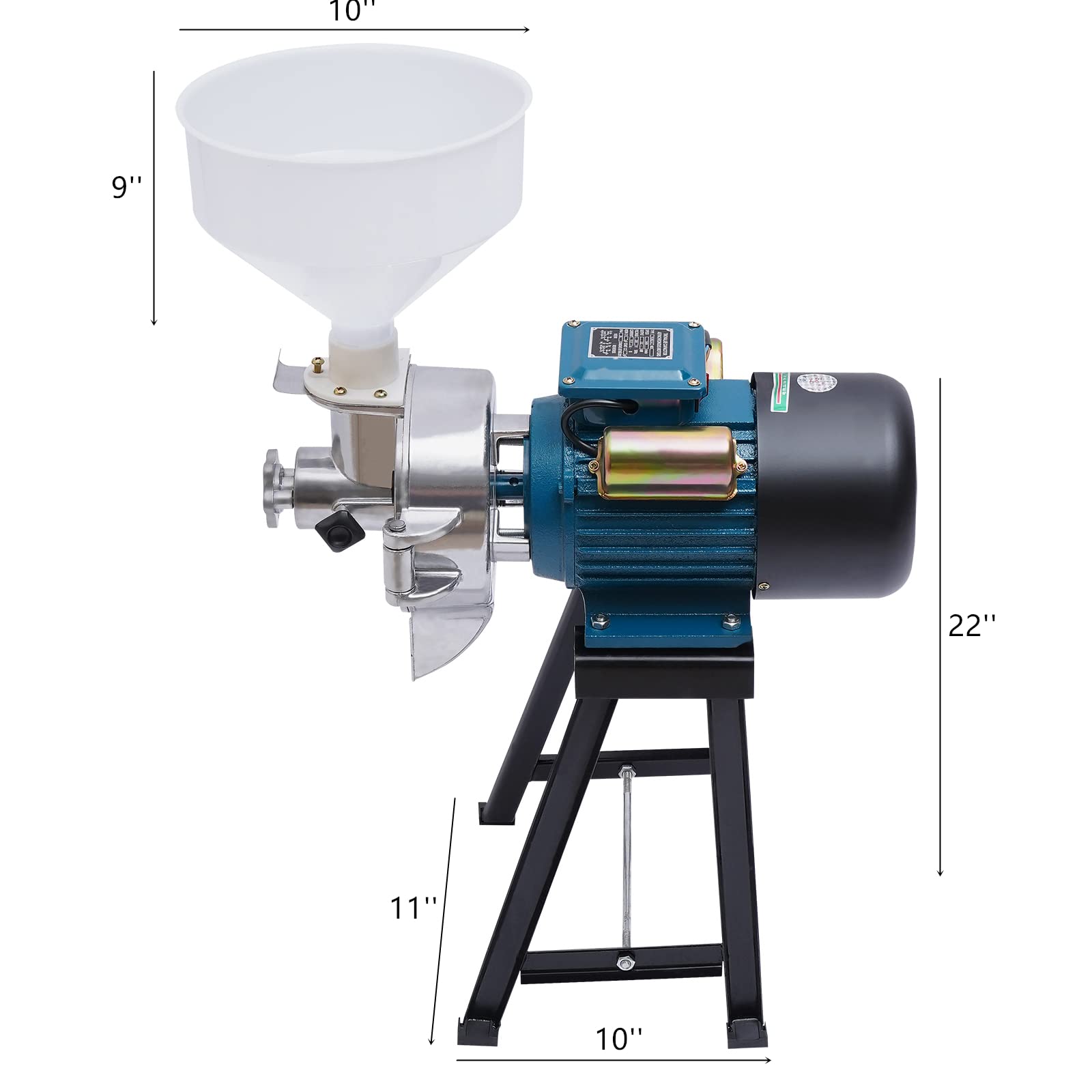 2200W Electric Grain Mill Grinder for Corn, Wheat, Soybean - Wet & Dry Commercial Flour Mill with Funnel - Perfect for Home Baking, Bread Making & DIY Soy Milk Preparation - Heavy Duty Grain Crusher for Kitchen & Farm Use