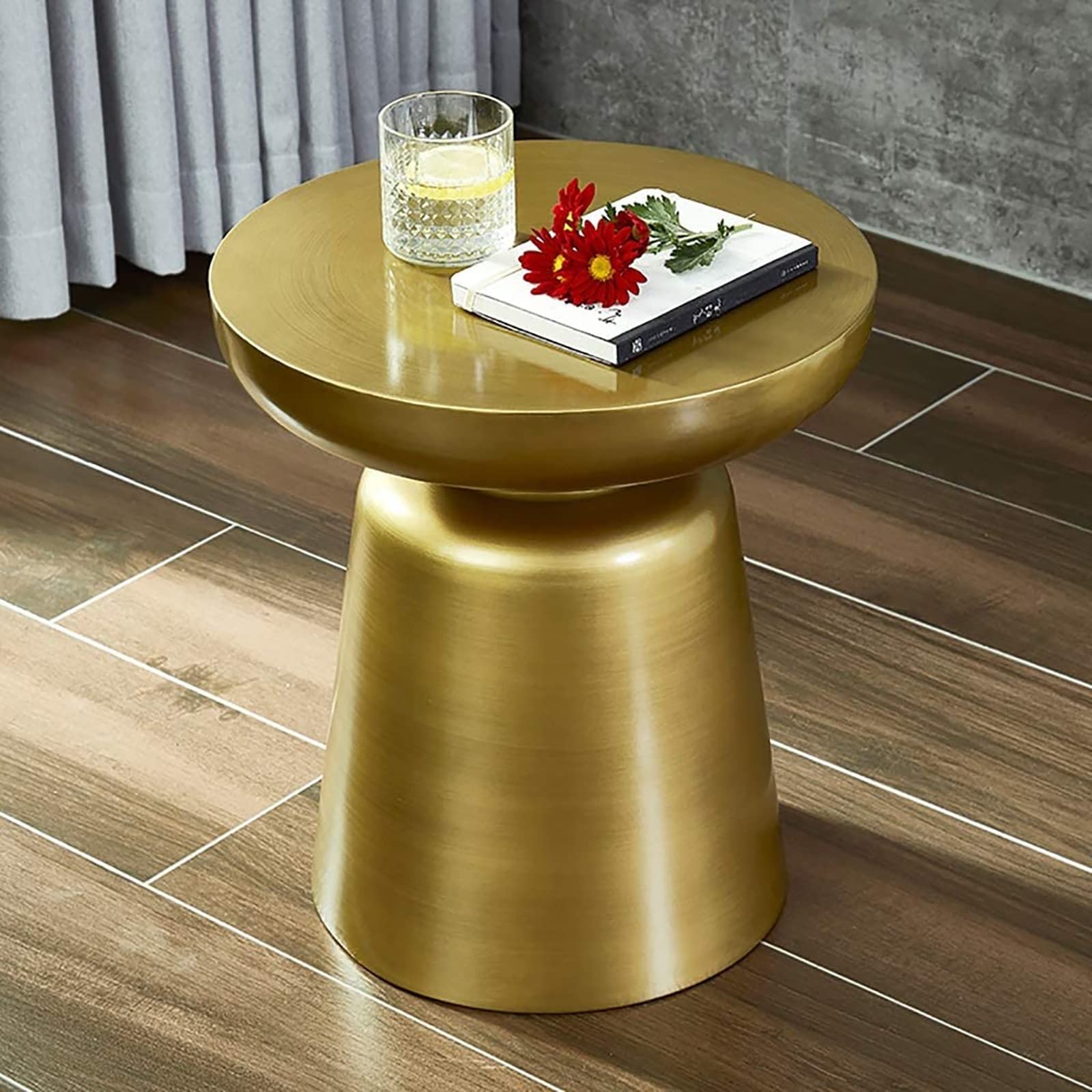 Luxury Metal Side Table - Modern Sofa & Bedside Table with Wheels, Small Coffee Table for Living Room & Bedroom, Movable Corner Table (Φ40X43CM, Gold) - Perfect for Reading Nook, Nightstand & Home Decor