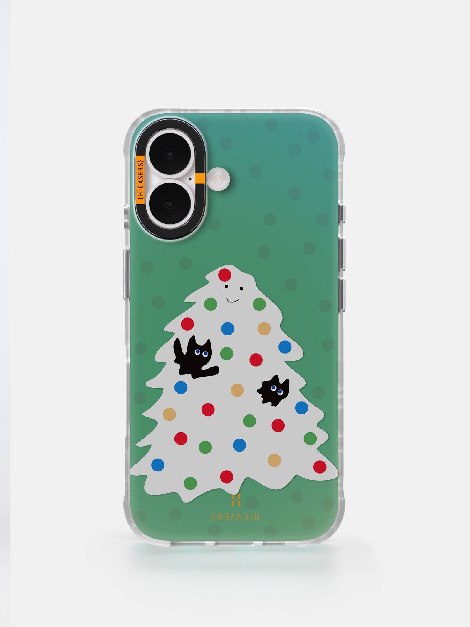 Black Cats in Christmas Tree Iridescent Phone Case - Green | Holiday Gift, Festive Protection for iPhone & Samsung