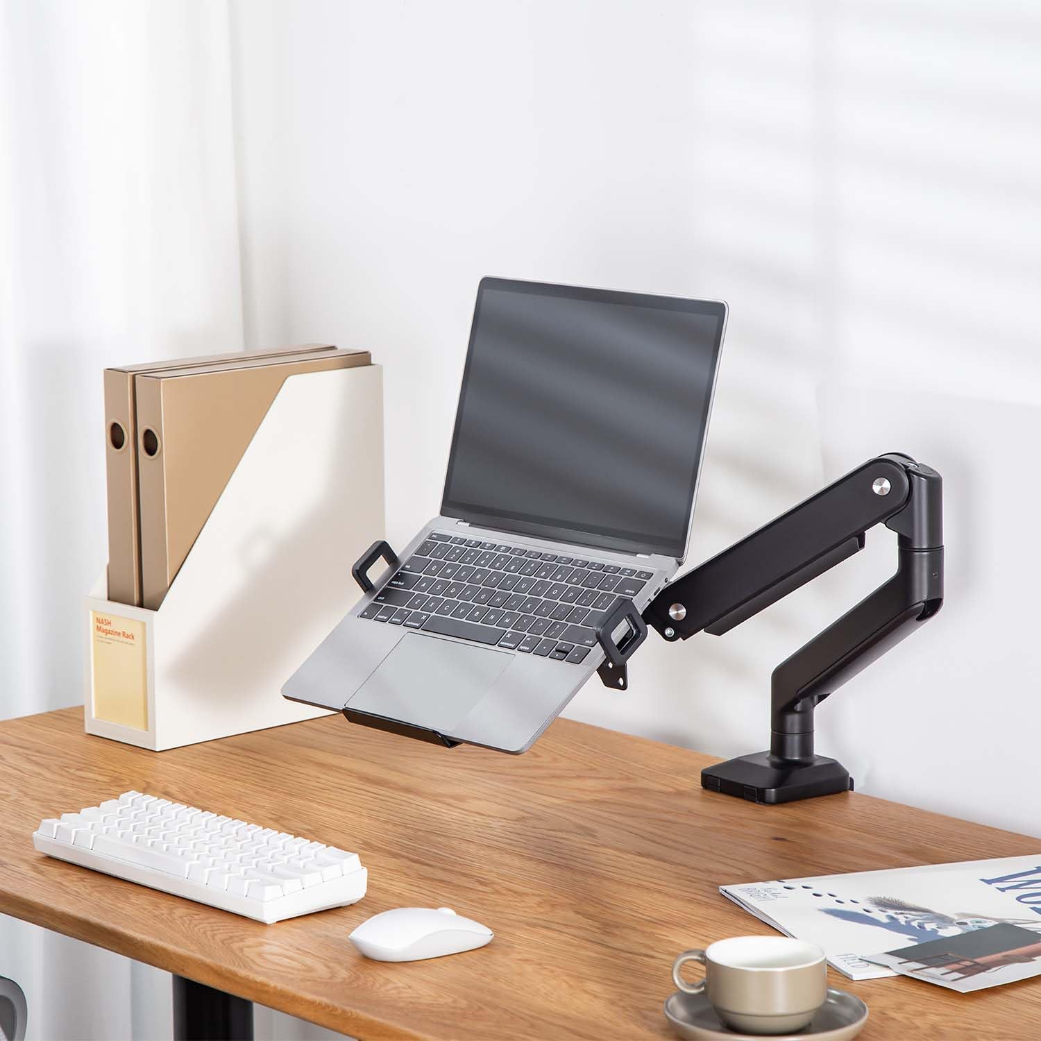 AISENS Universal Laptop Stand for 12-17 Inch Laptops - Adjustable Monitor Mount Stand with Secure Clamp - Black - Perfect for Home Office, Gaming & Workspace Setup
