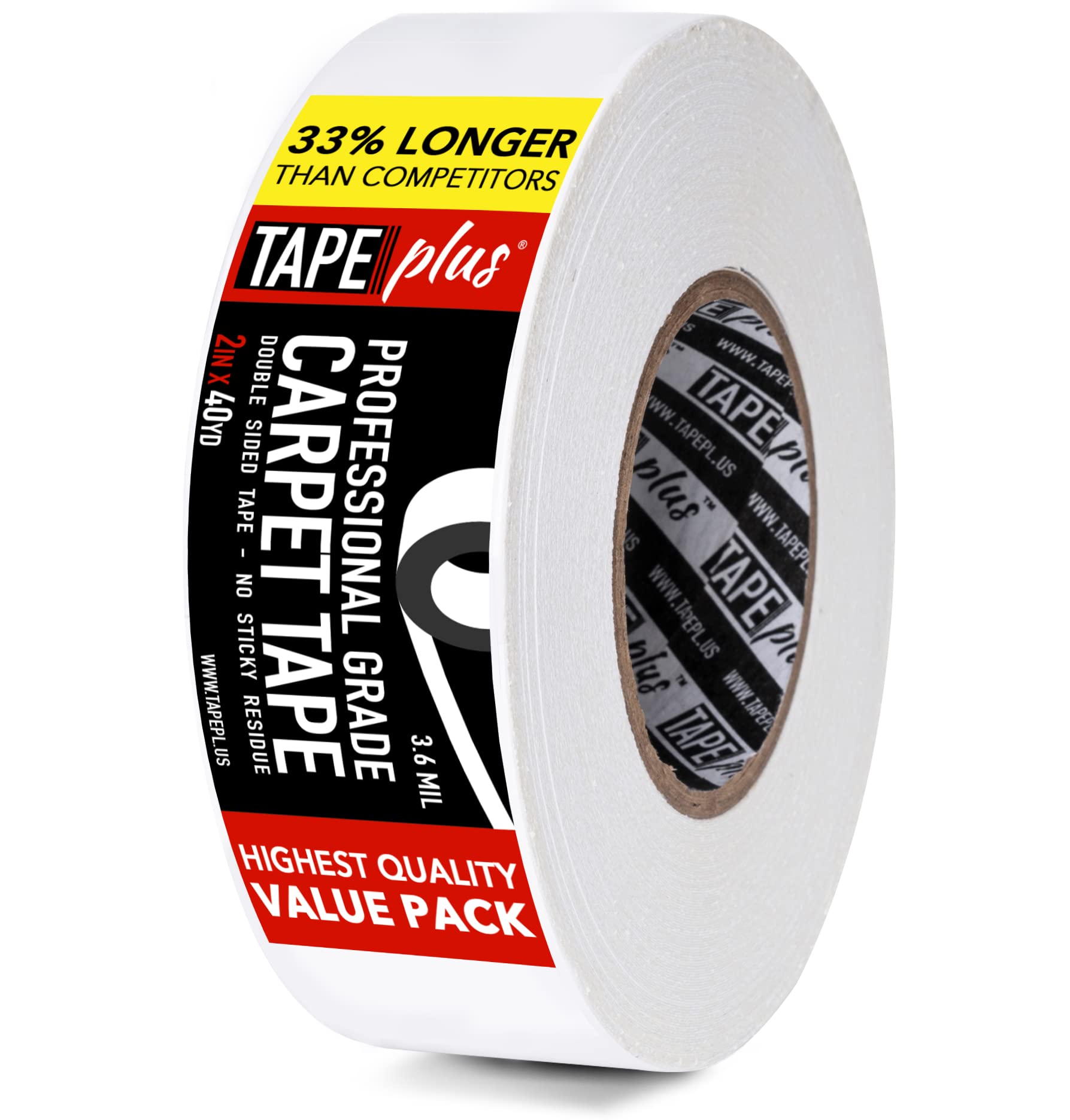 Premium Double-Sided Non-Slip Rug Tape - 2 Inch x 40 Yards (120 Feet) Heavy Duty Carpet Gripper - Strong Hold for Indoor Rugs, Carpets & Mats - Perfect for Home, Office & High Traffic Areas - White Finish