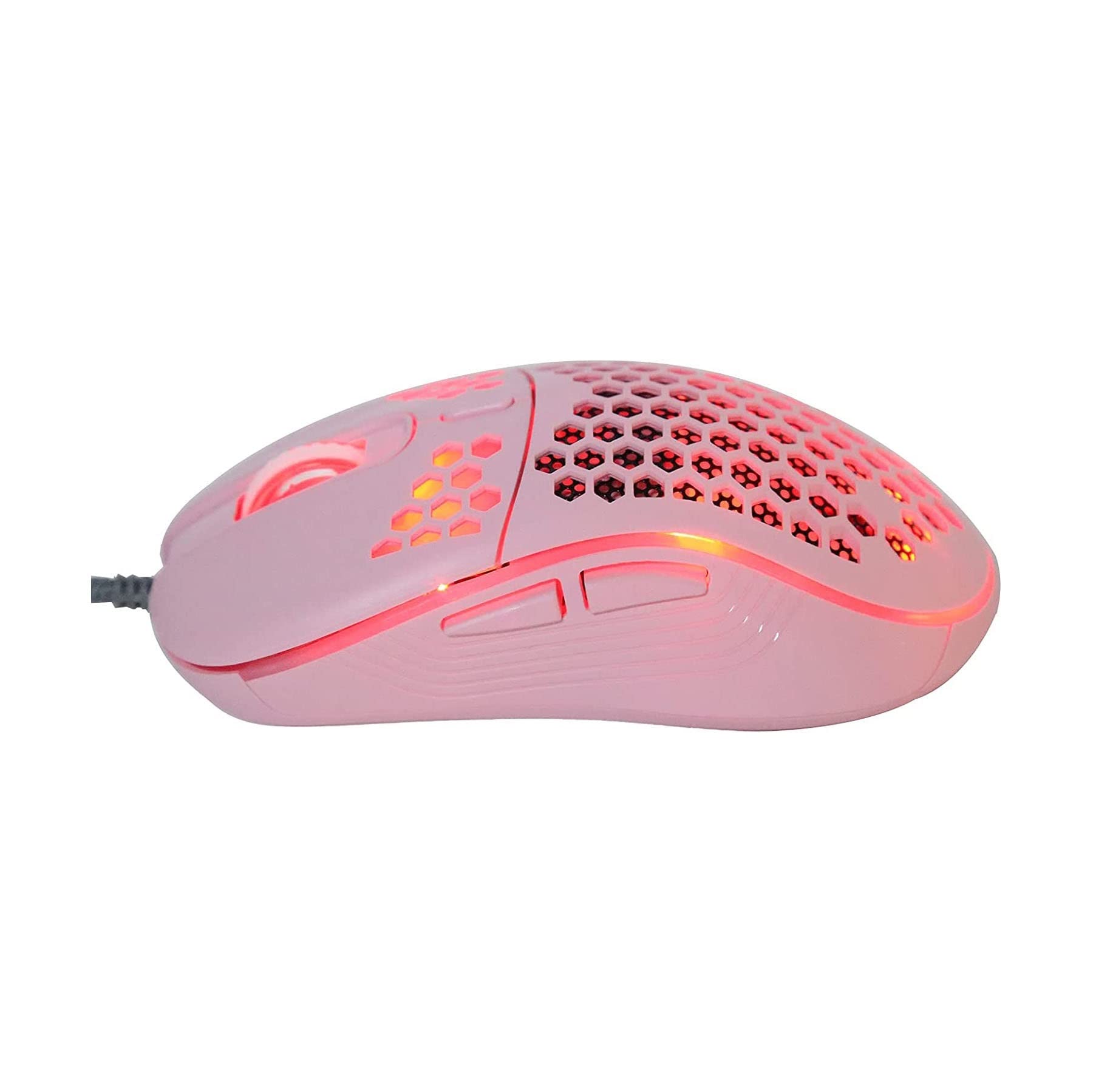 USB Wired Gaming Mouse - 4 Adjustable DPI Speeds, RGB Lighting, Pink Hollow Design for PC/Laptop/Tablet | Portable Travel Mouse for Work, Gaming & Office Use