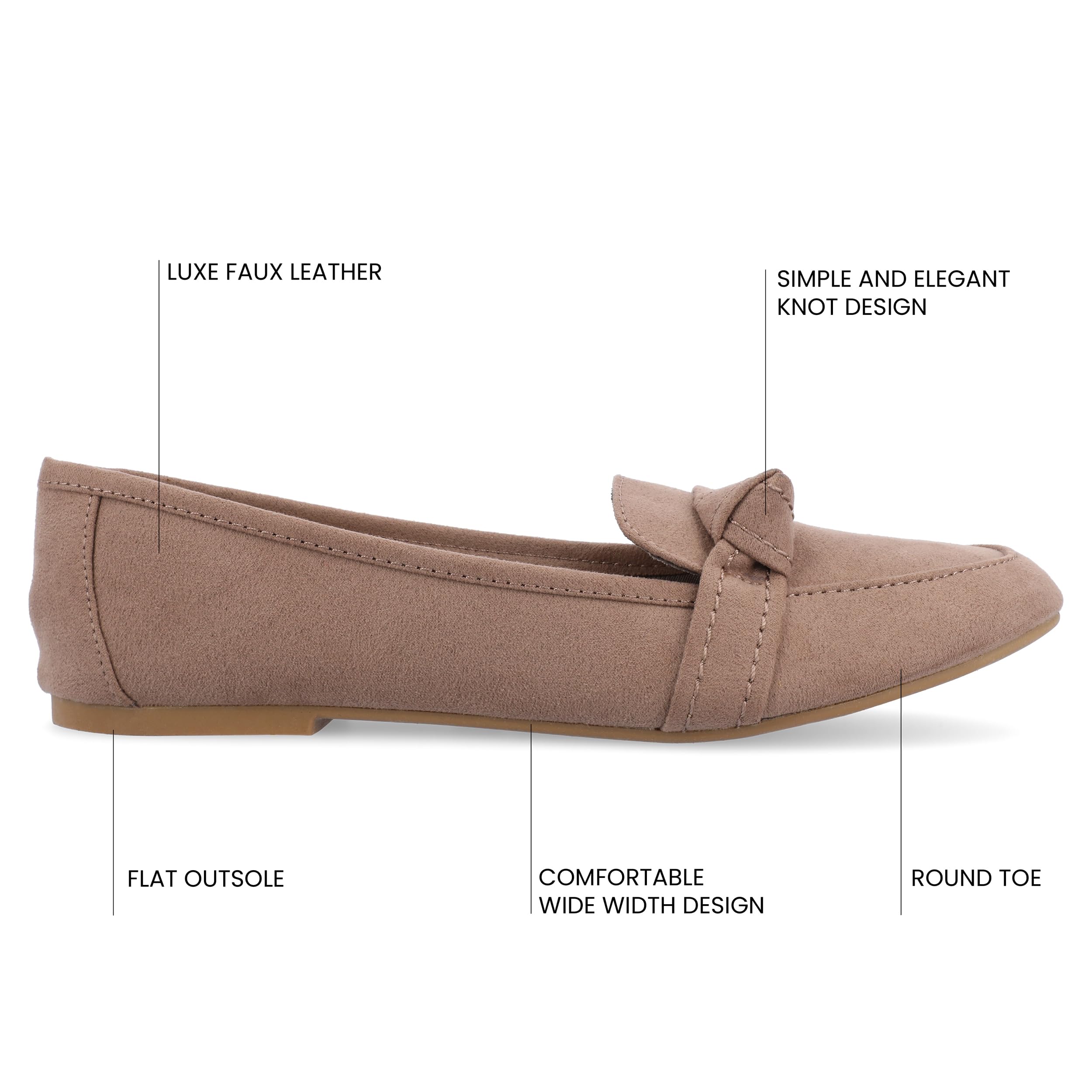 Journee Collection Women's Marci Loafer Flat - Comfortable Slip-On Shoes for Work, Office & Casual Wear | Leather Loafers for Women | Perfect for Business, Travel & Everyday Outfits