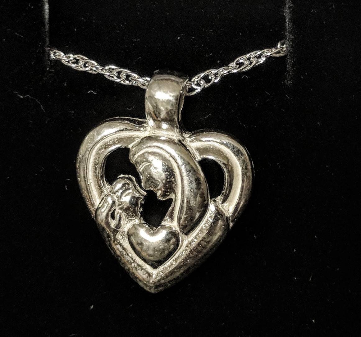14K White Gold or Yellow Gold Light Madonna Puffy Heart Pendant Necklace | Sterling Silver Chain | Handmade in USA | Perfect for Valentine's Day Gifts & Anniversary Presents