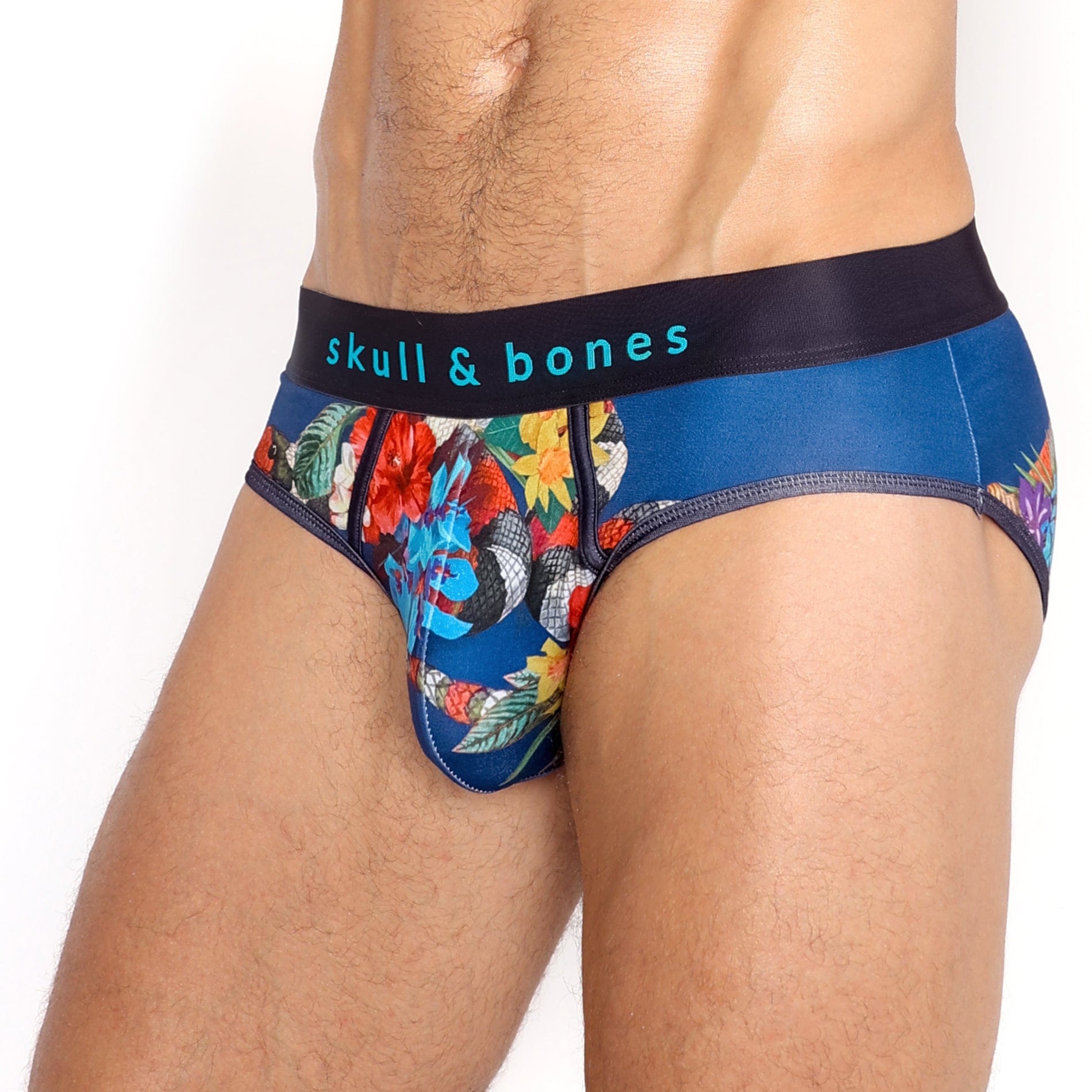 Floral Snake Print Men's Underwear - Soft Cotton Boxer Briefs for Comfort & Style - Perfect for Casual Wear, Lounge & Sleep