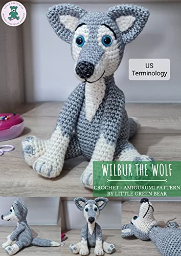 Wilbur the Wolf Crochet Amigurumi Pattern - US Terminology PDF Download - Perfect for DIY Gifts, Baby Toys & Home Decor