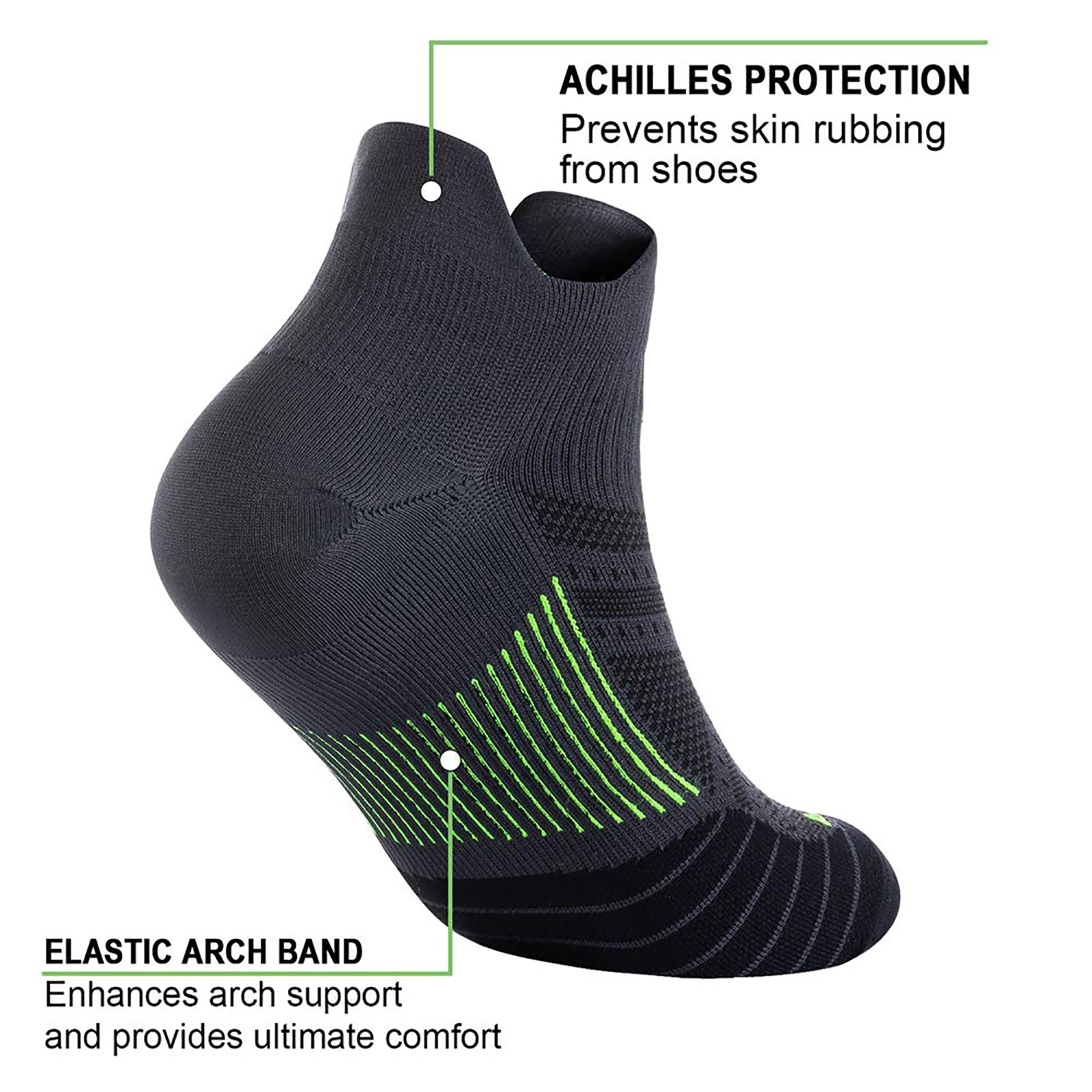 GECKOMAN x PAPLUS Ankle Compression Running Socks for Men & Women - 2 Pairs Pack - Moisture Wicking & Breathable for Marathon, Hiking, Gym Workout & Sports Performance