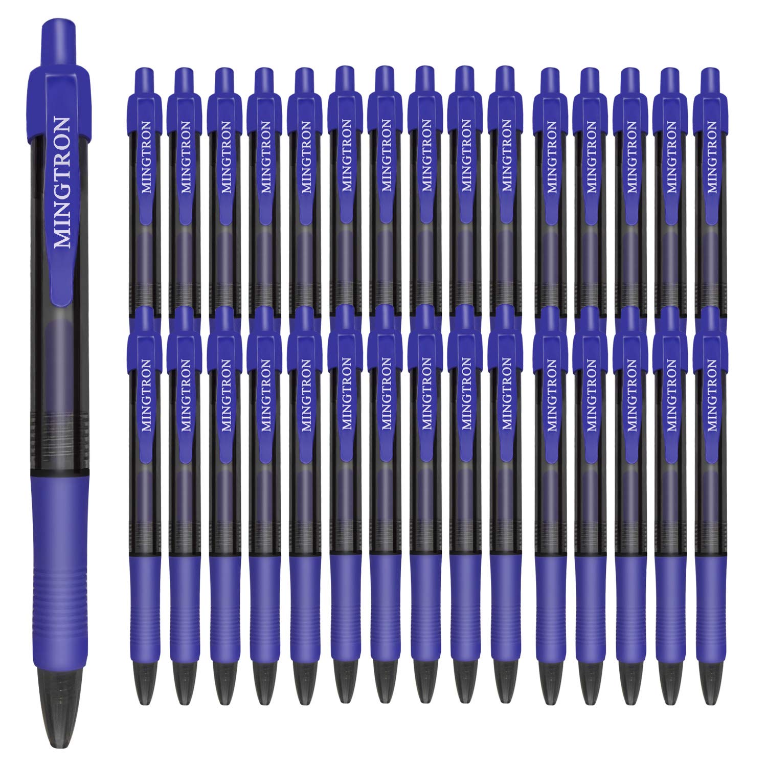 30 Pack Blue Gel Pens Fine Point 0.5mm - No Smear Ink Smooth Writing Retractable Rollerball Pens for Left Handed - Bulk Click Pens with Navy Blue Ink - Perfect for Office, School, Note Taking & Journaling