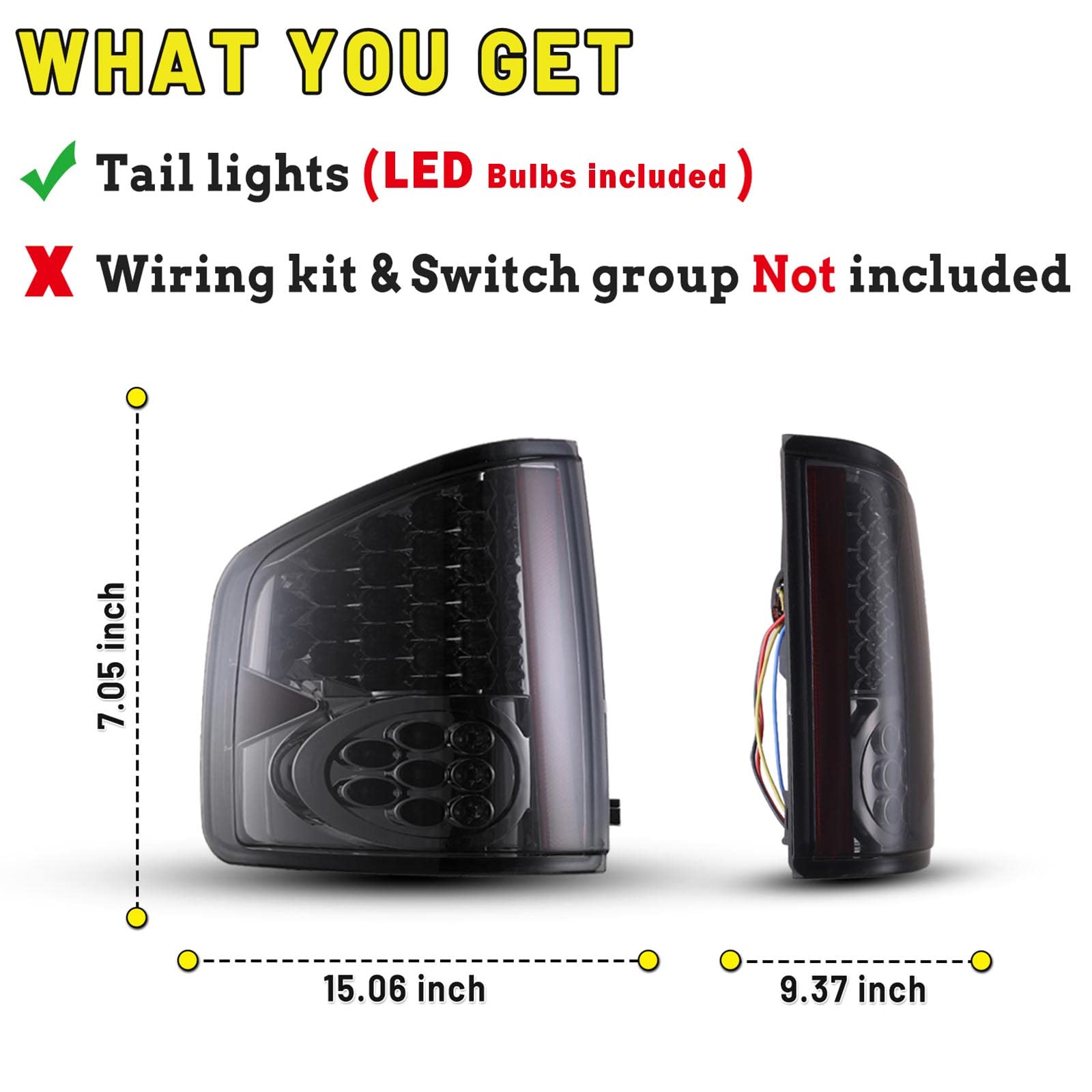 1994-2004 Chevy S10 LED Tail Lights Replacement Set - Compatible with Chevrolet GMC Sonoma & 1996-2000 Isuzu Hombre - Durable Rear Lamps for Driver & Passenger Side - Perfect for Night Driving & Enhanced Vehicle Safety