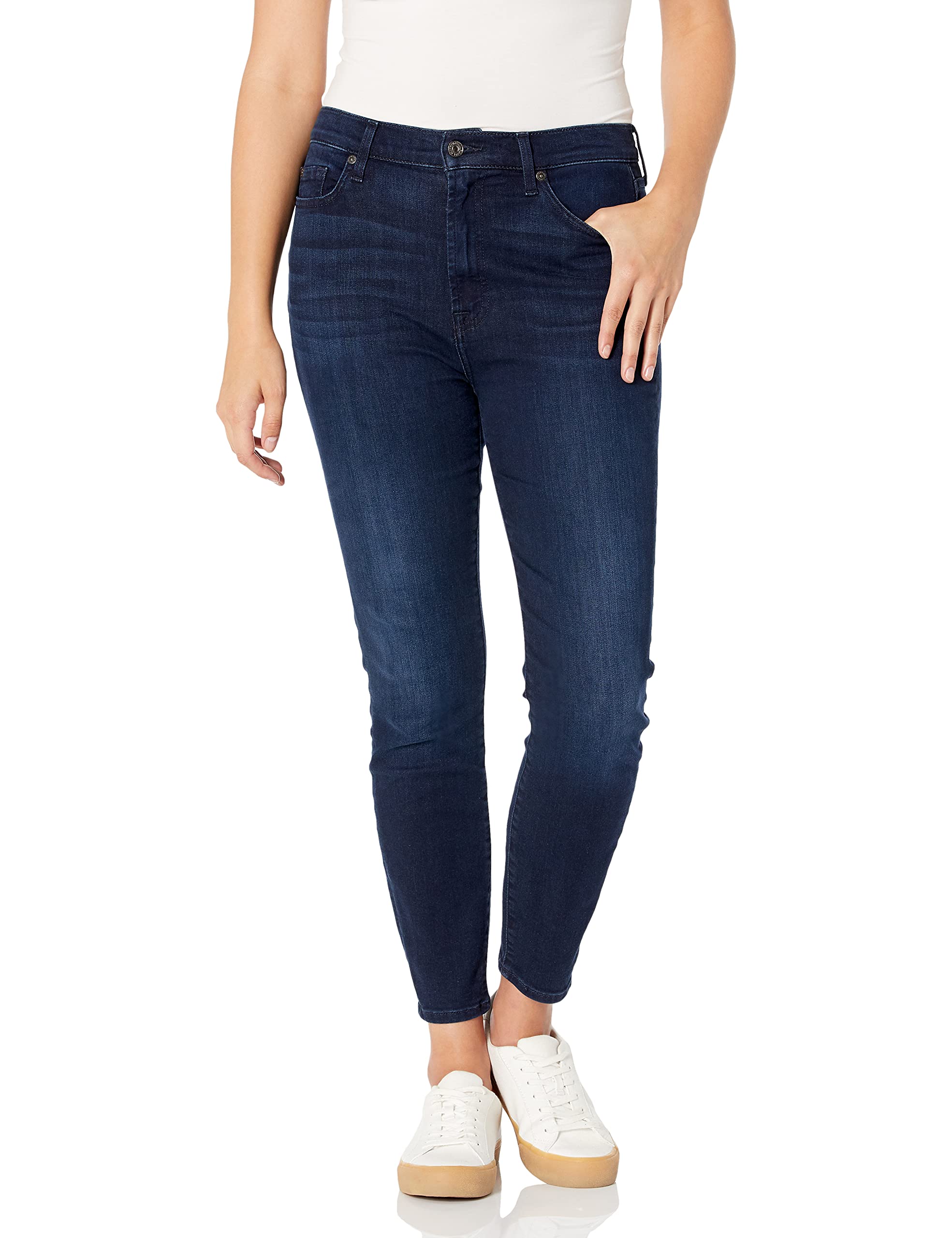 7 For All Mankind Women's High Rise Skinny Ankle Jeans - Slim Fit Stretch Denim Pants for Casual Wear & Night Out