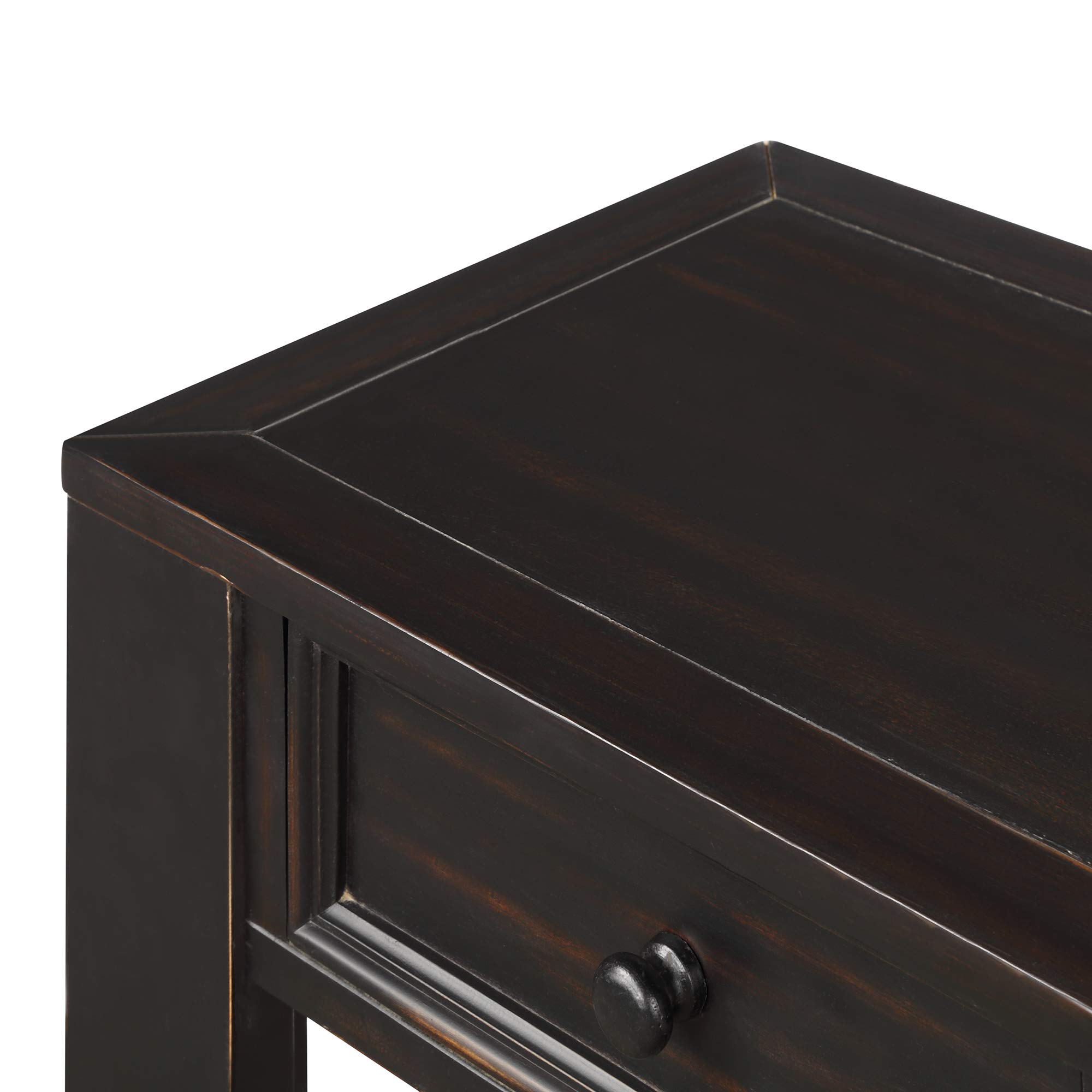 Solid Wood Console Table with Storage Drawers & Bottom Shelf - Entryway Hallway Sofa Table, Living Room Side Table - Easy Assembly (Black) | Perfect for Small Spaces, Apartment Decor & Home Organization